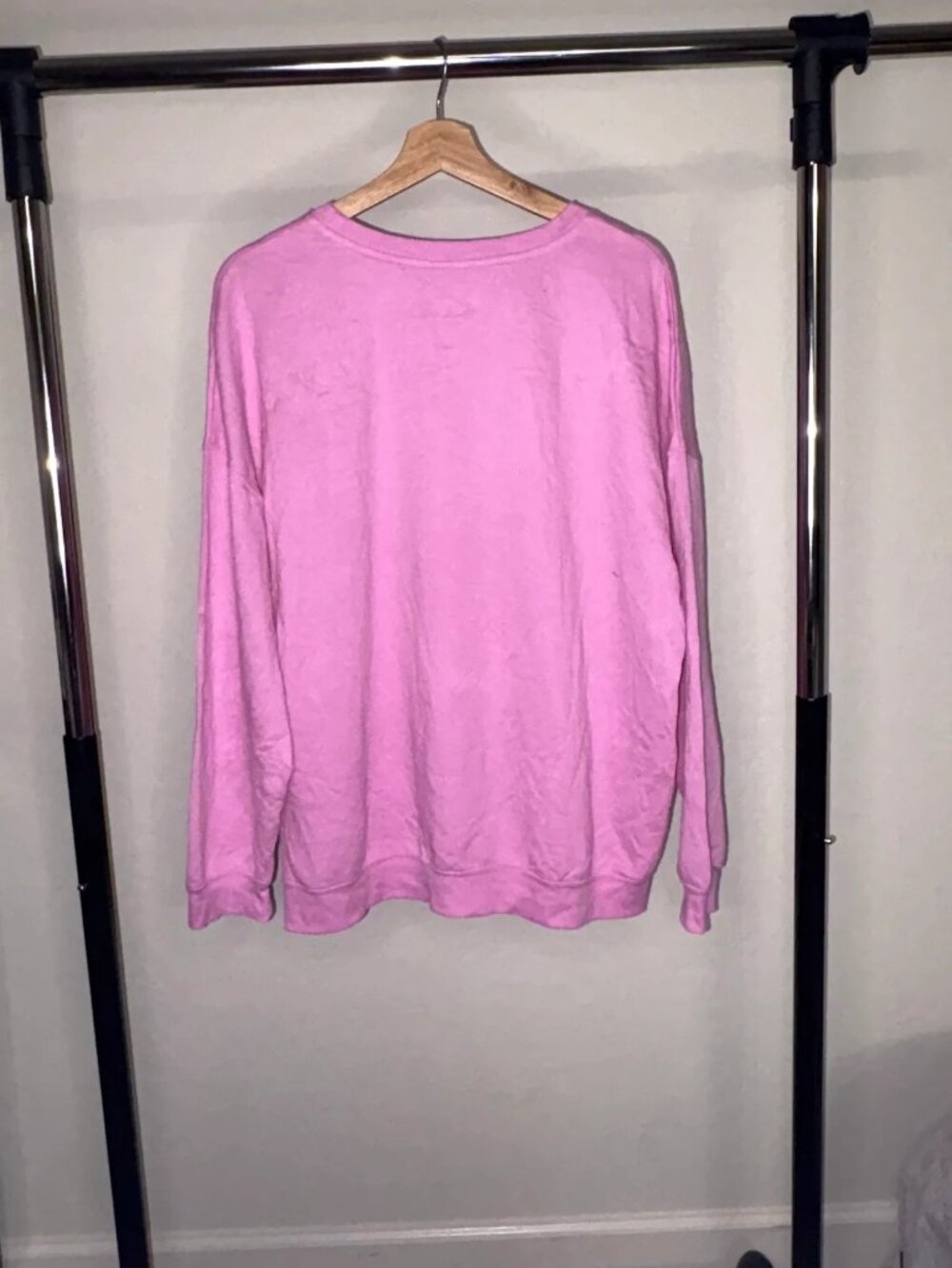 Pink Crewneck Sweatshirt Unisex Oversized Fleece Pullover Size L/XL